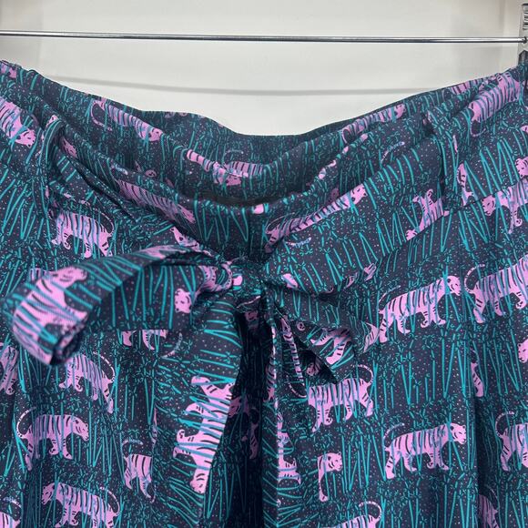 J. Crew 100% Silk Wide Leg Pant Jungle Tiger Print Belted Satin Ankle Trousers - Picture 7 of 12